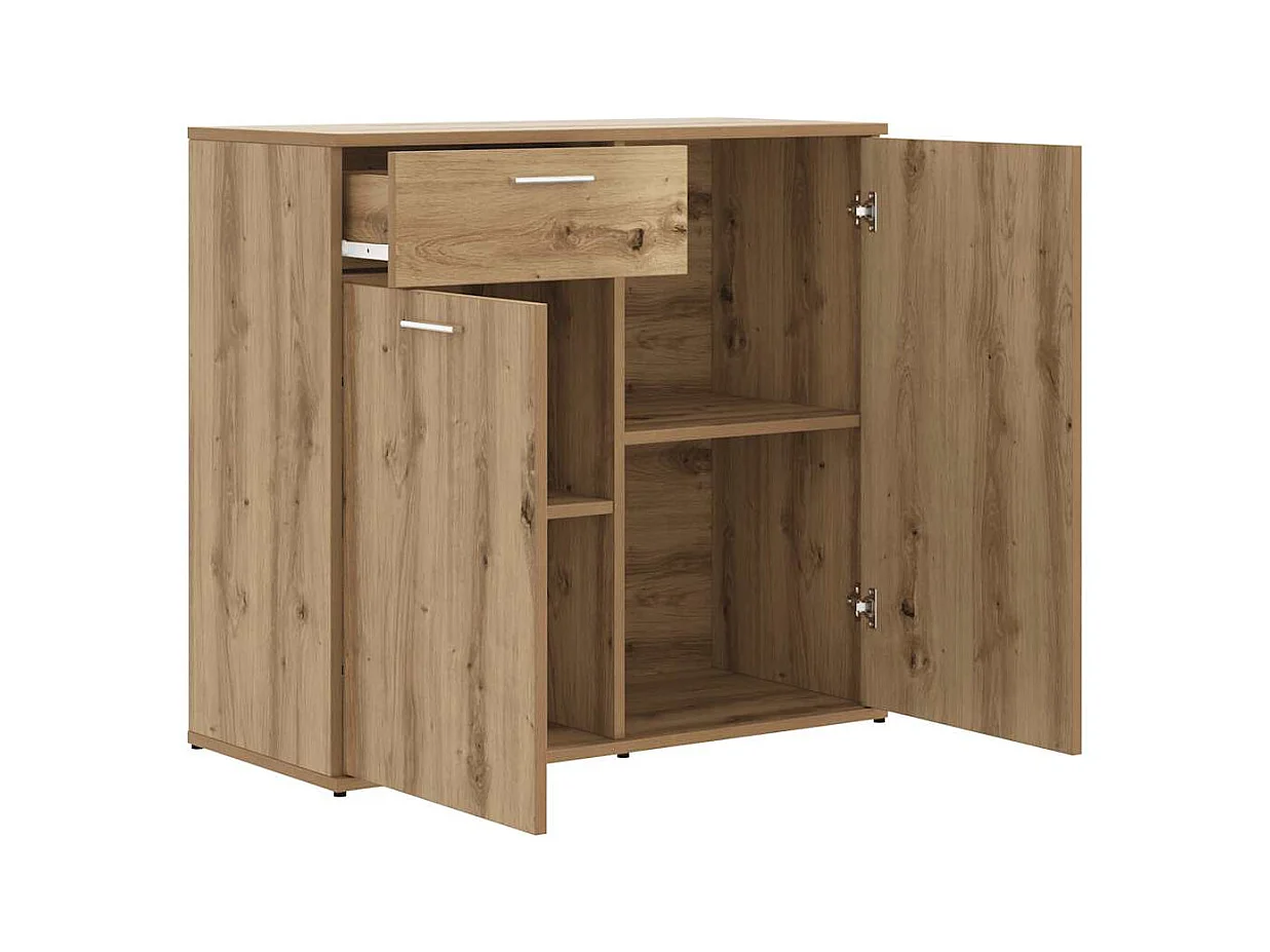 Buffet chêne artisanal 80x36x75 cm bois d'ingénierie