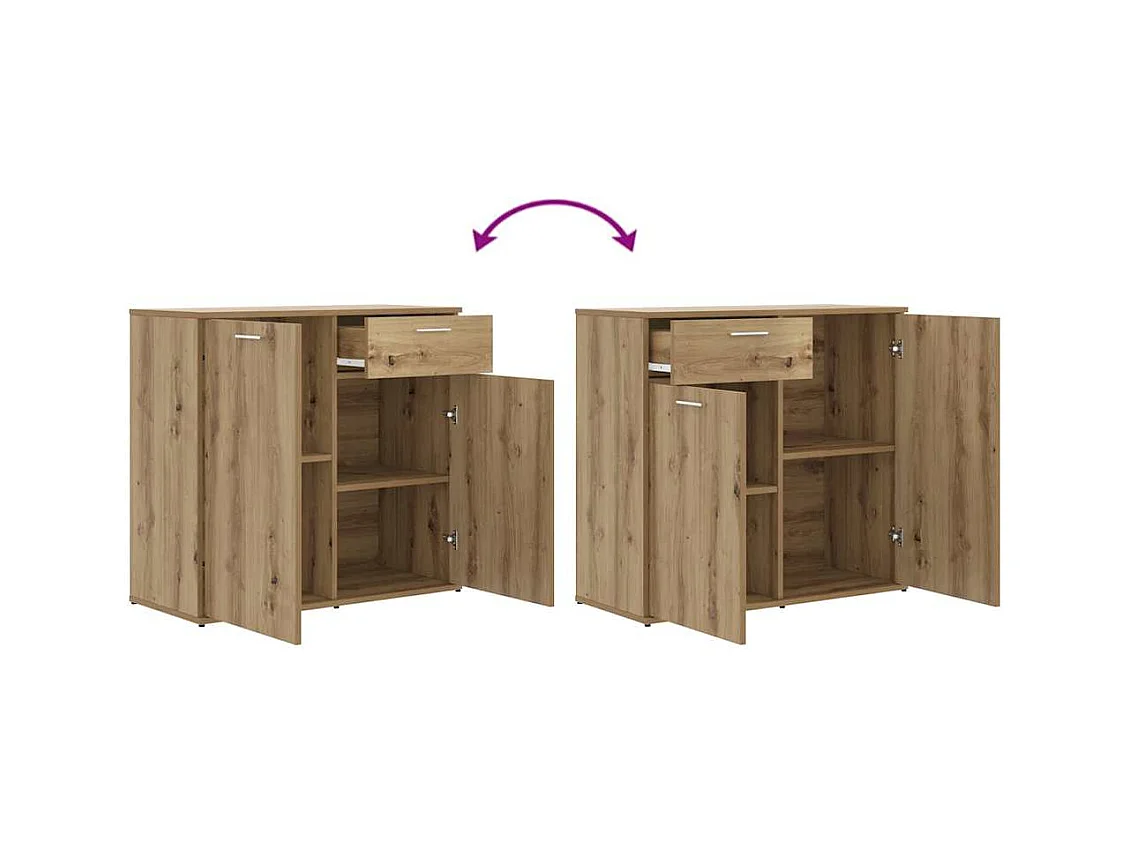 Buffet chêne artisanal 80x36x75 cm bois d'ingénierie