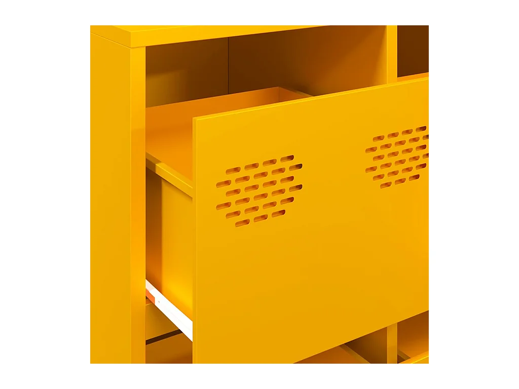 Buffet jaune moutarde 135x39x103,5 cm acier laminé à froid