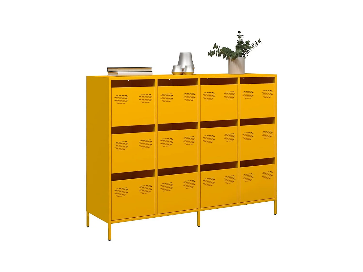 Credenza Giallo Senape 135x39x103,5 cm Acciaio Laminato Freddo
