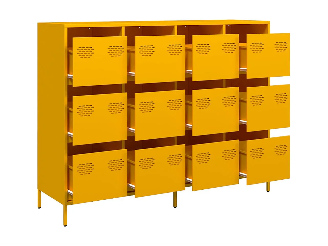 Aparador acero laminado en frío amarillo mostaza 135x39x103,5cm