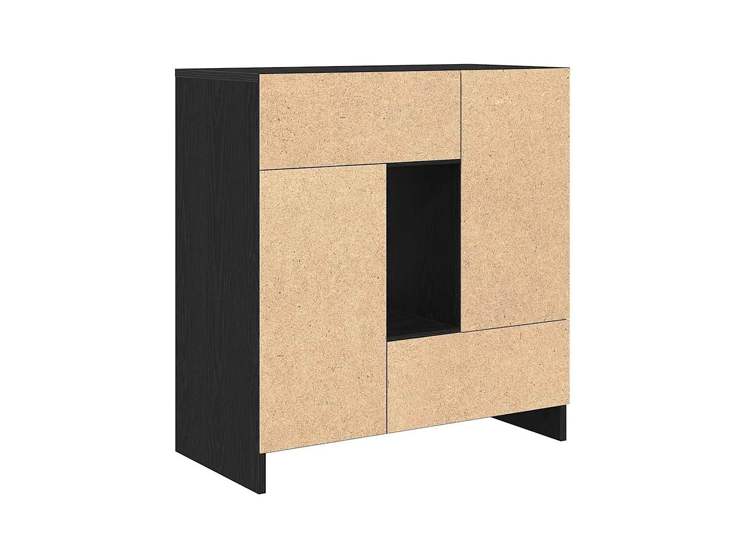 Dressoir met lades en deuren 70,5x34x74,5 cm zwart eikenkleurig