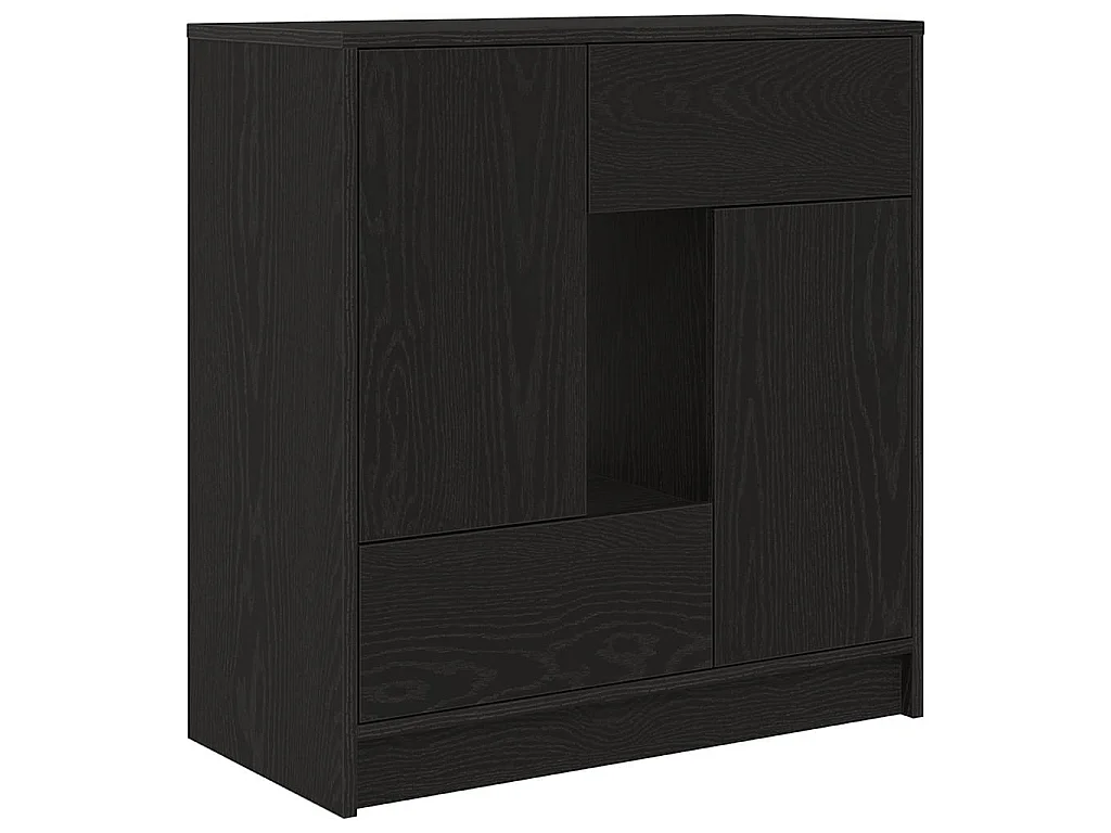 Sideboard mit Schubladen und Türen Schwarz Eichen-Optik