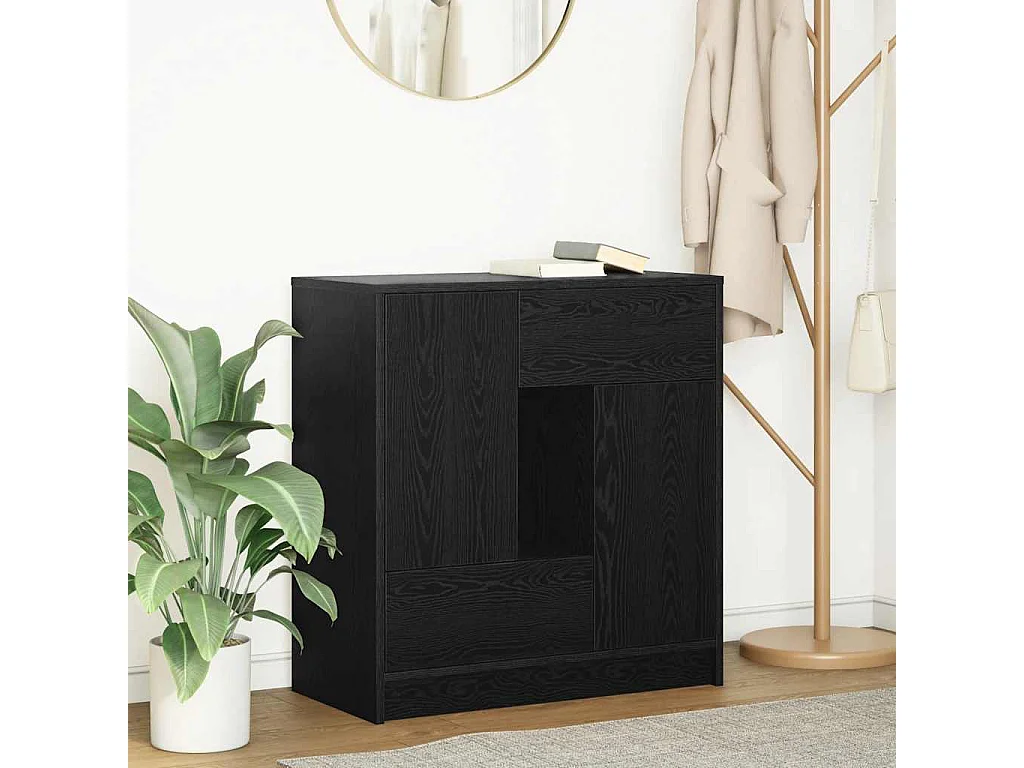 Sideboard mit Schubladen und Türen Schwarz Eichen-Optik