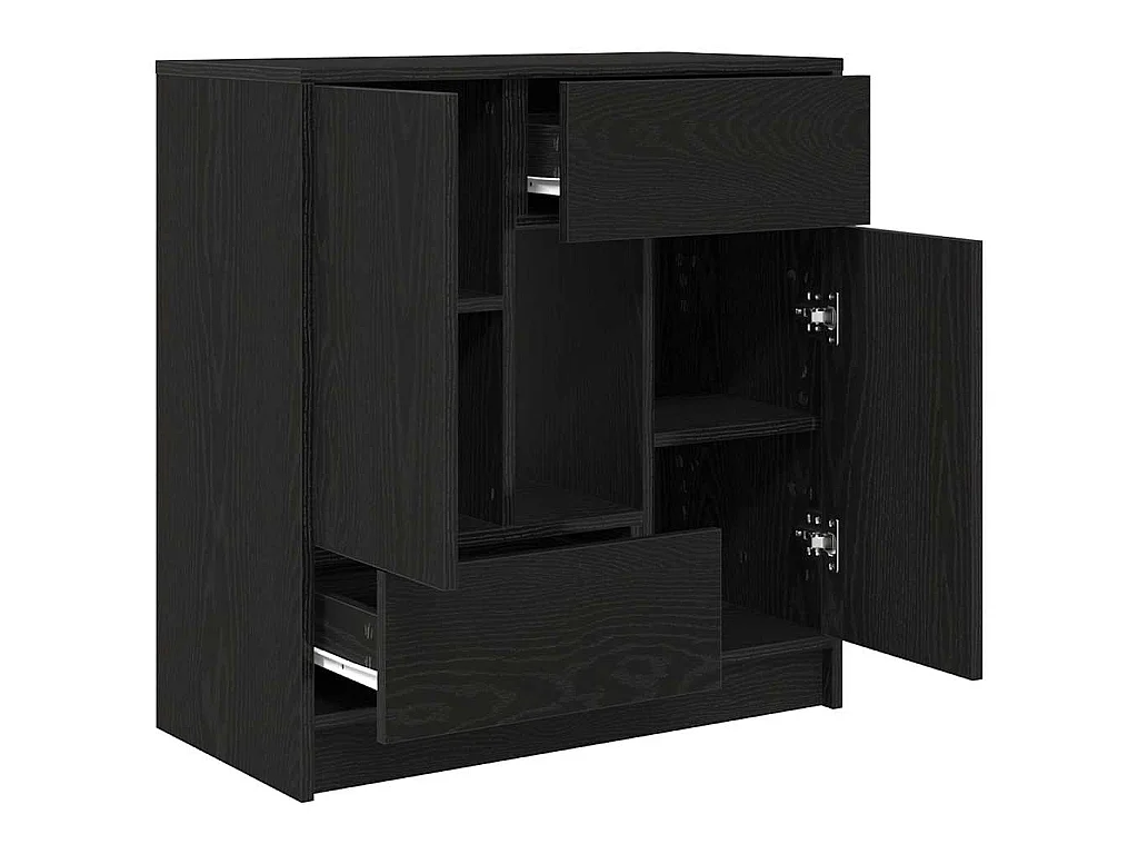 Sideboard mit Schubladen und Türen Schwarz Eichen-Optik