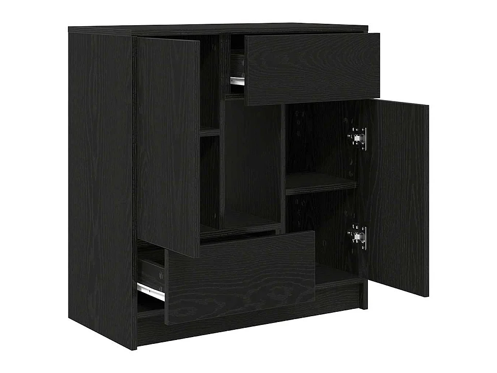Buffet avec tiroirs et portes chêne noir 70,5x34x74,5 cm