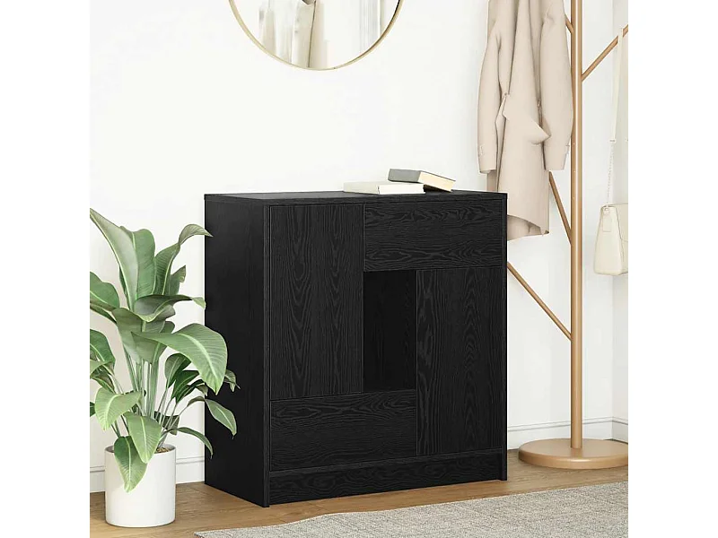 Aparador con cajones y puertas roble negro 70,5x34x74,5 cm