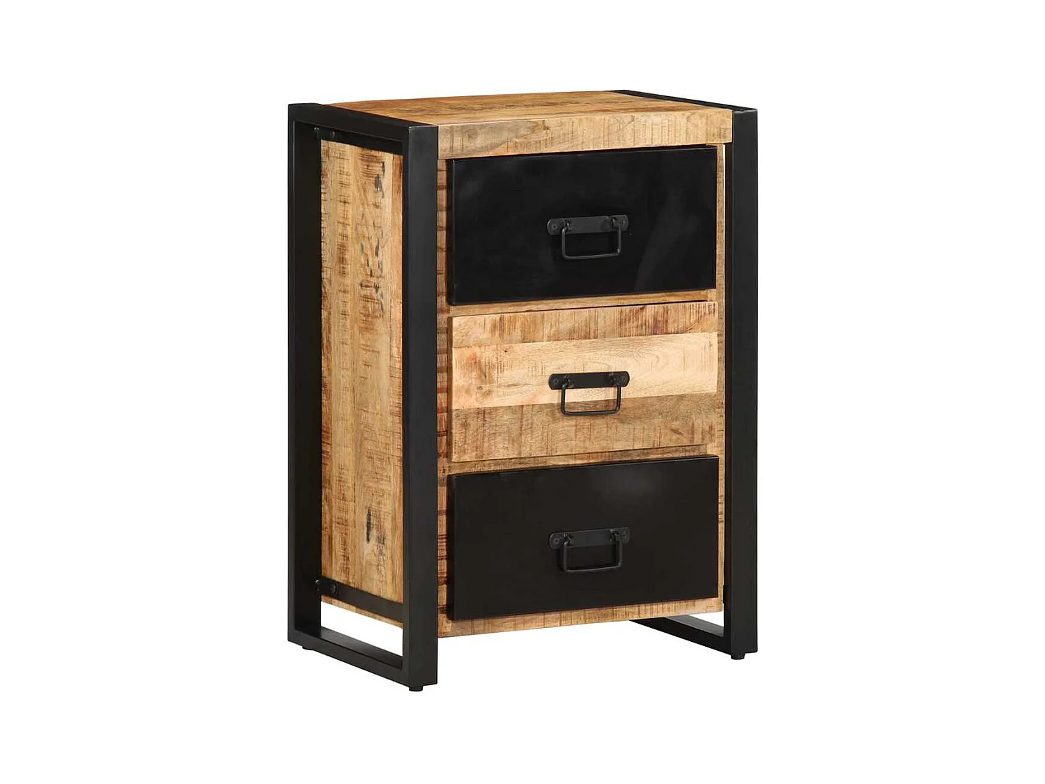 Cassettiera 50x35x70 cm in Legno Massello di Mango Grezzo