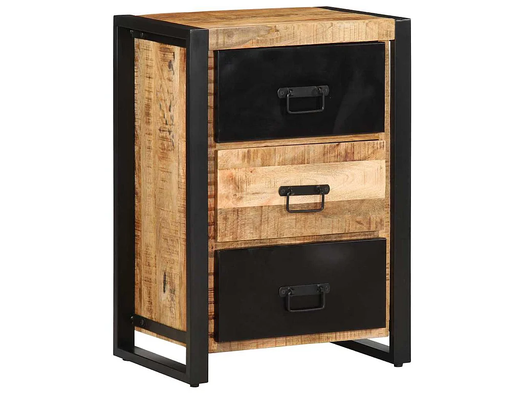Armoire à tiroir 50x35x70 cm bois de manguier massif brut