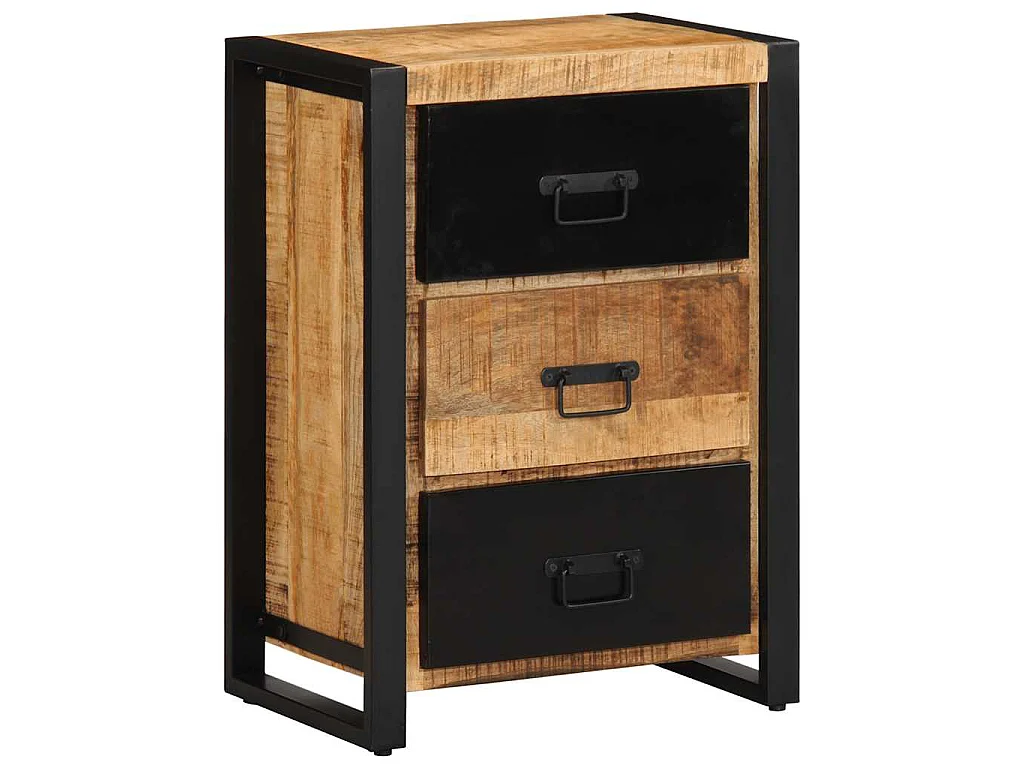 Armoire à tiroir 50x35x70 cm bois de manguier massif brut