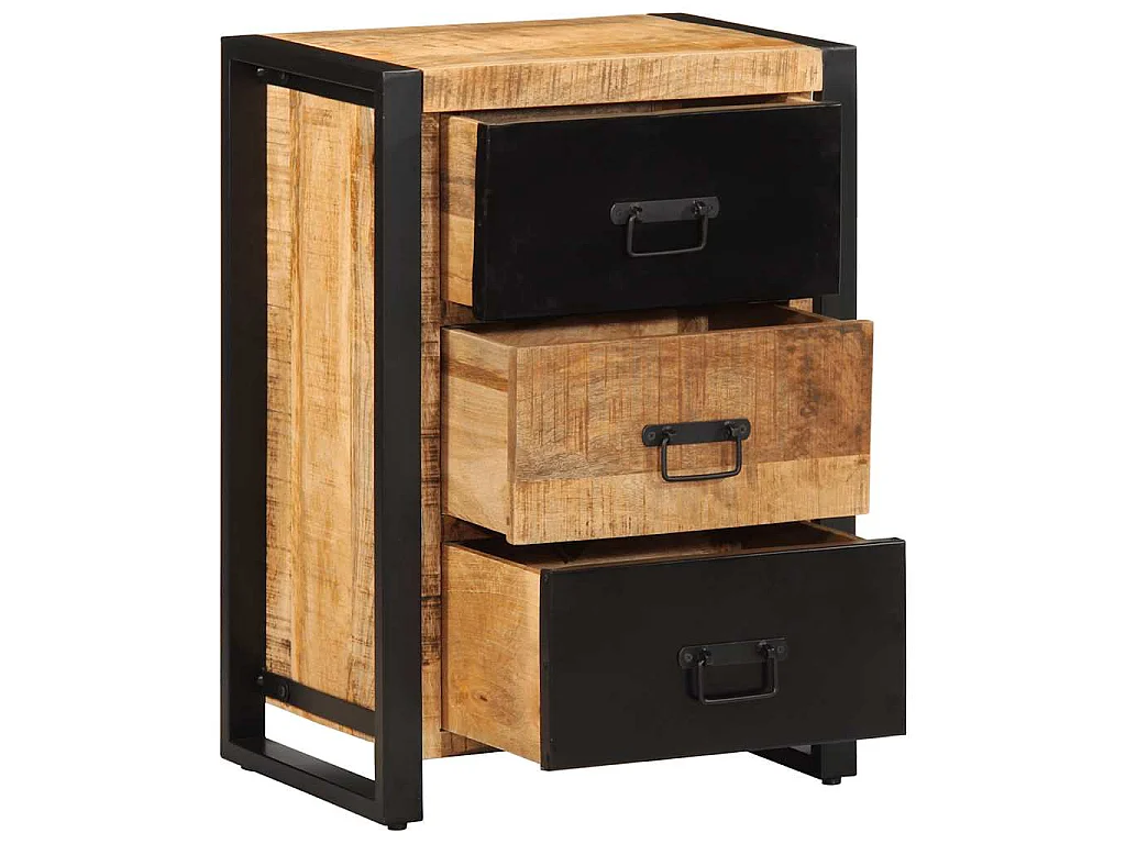 Armoire à tiroir 50x35x70 cm bois de manguier massif brut