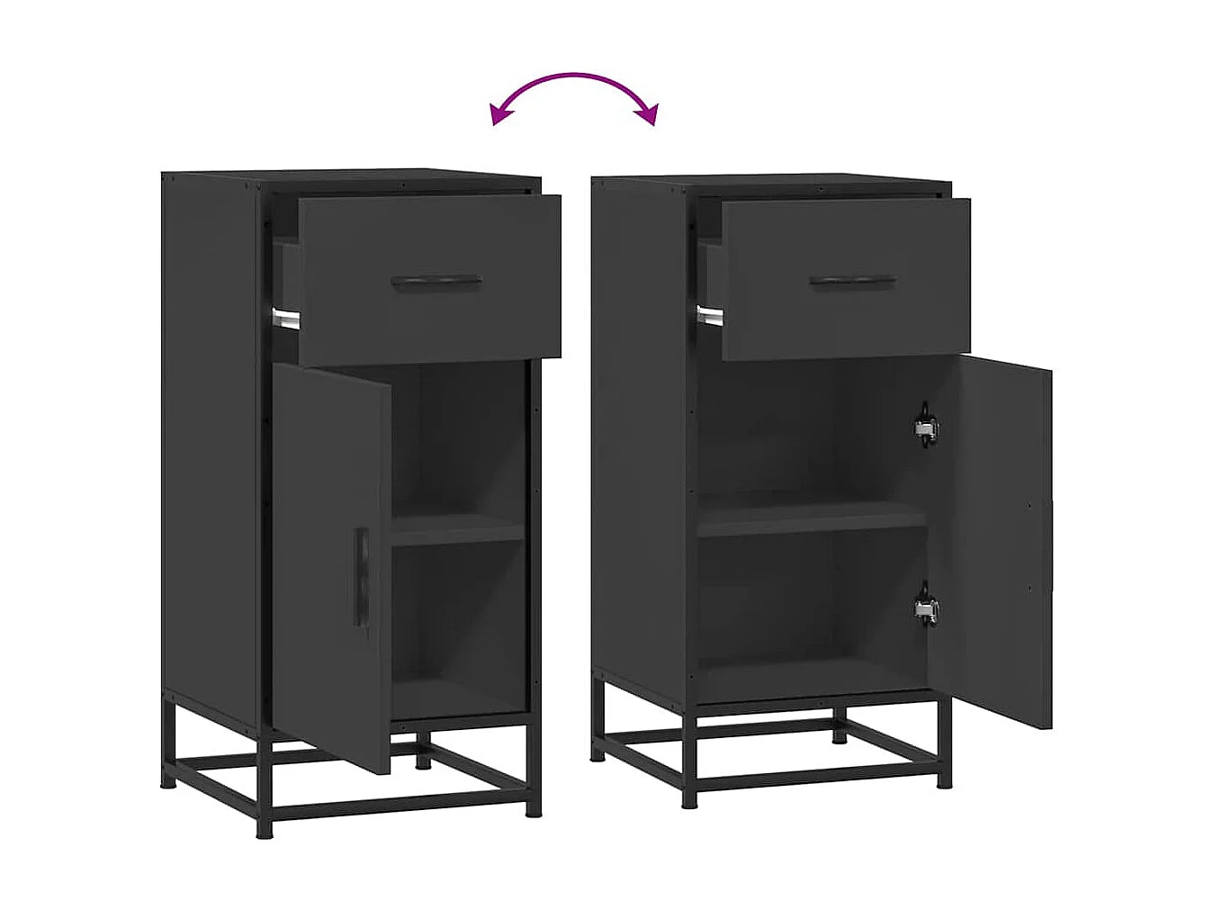 Sideboard Schwarz 35,5x35x76 cm Holzwerkstoff und Metall