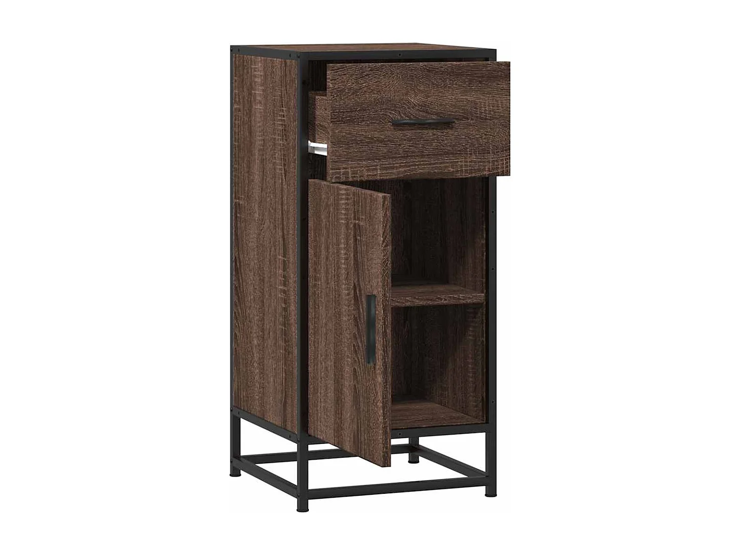 Sideboard Braun Eichen-Optik 35,5x35x76 cm Holzwerkstoff Metall