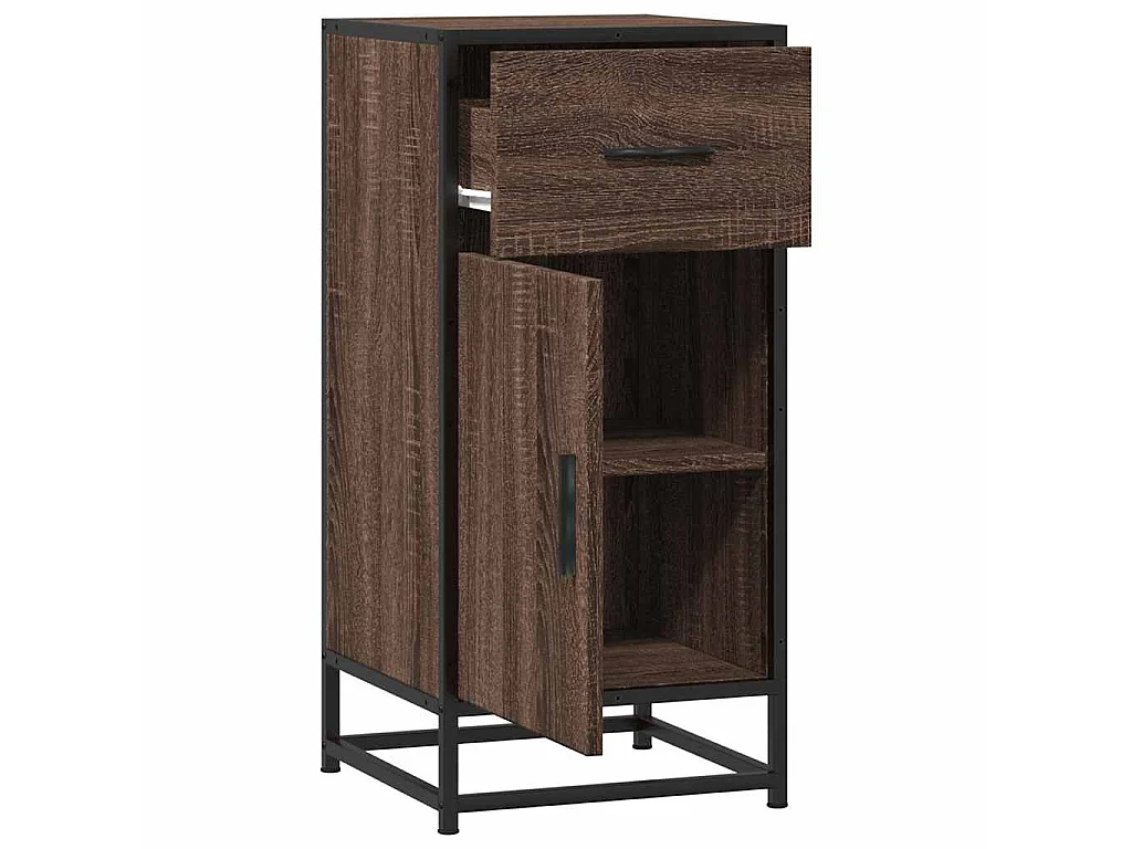 Aparador madera ingeniería y metal marrón roble 35,5x35x76 cm