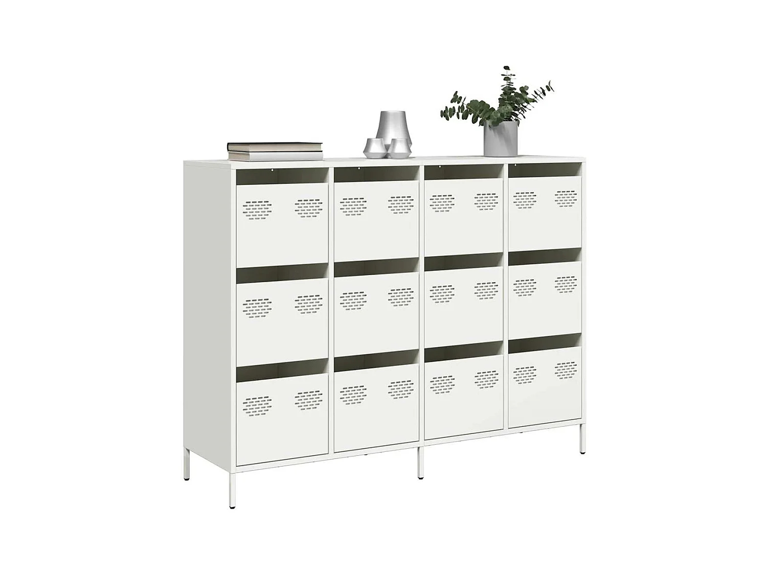 Sideboard Weiß 135x39x103,5 cm Kaltgewalzter Stahl