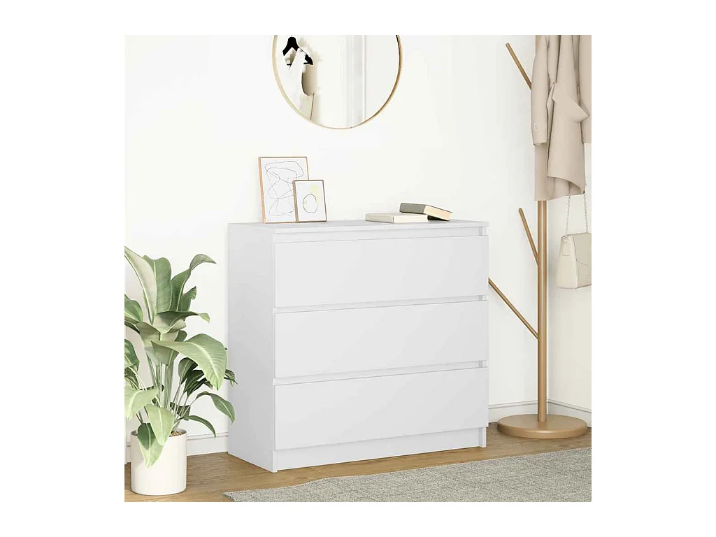 Buffet blanc 80x35x76 cm bois d’ingénierie