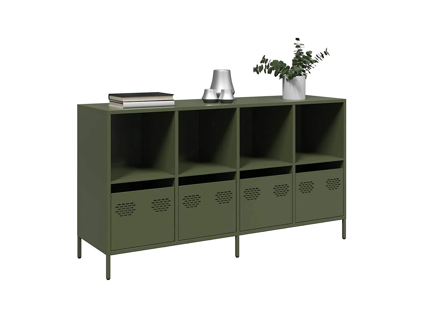 Buffet vert olive 135x39x73,5 cm acier laminé à froid