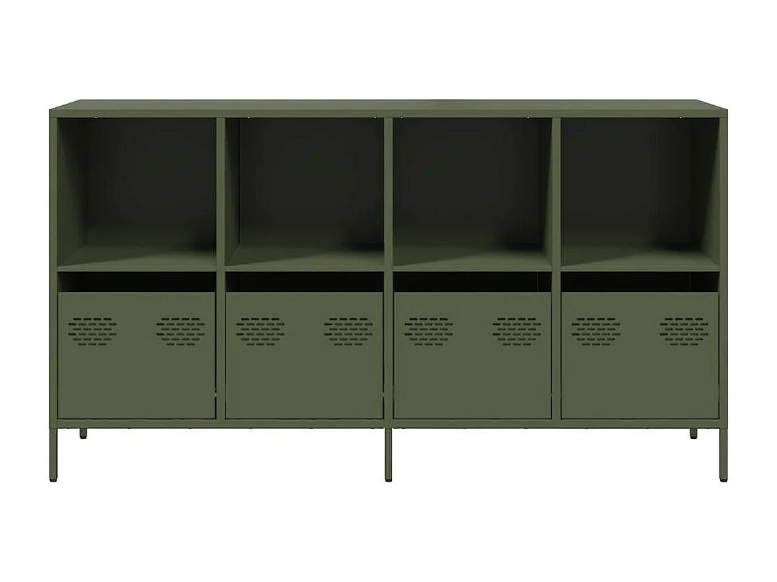Buffet vert olive 135x39x73,5 cm acier laminé à froid