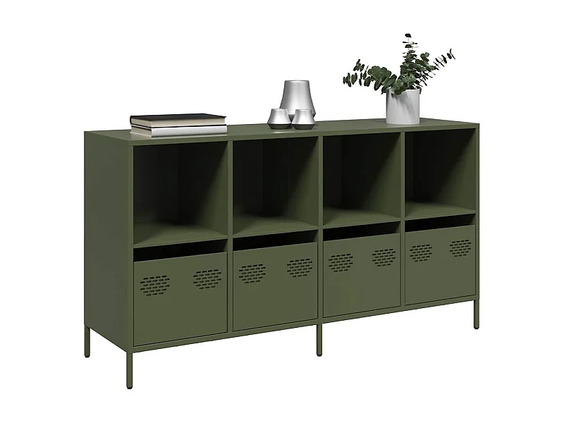 Sideboard Olivgrün 135x39x73,5 cm Kaltgewalzter Stahl