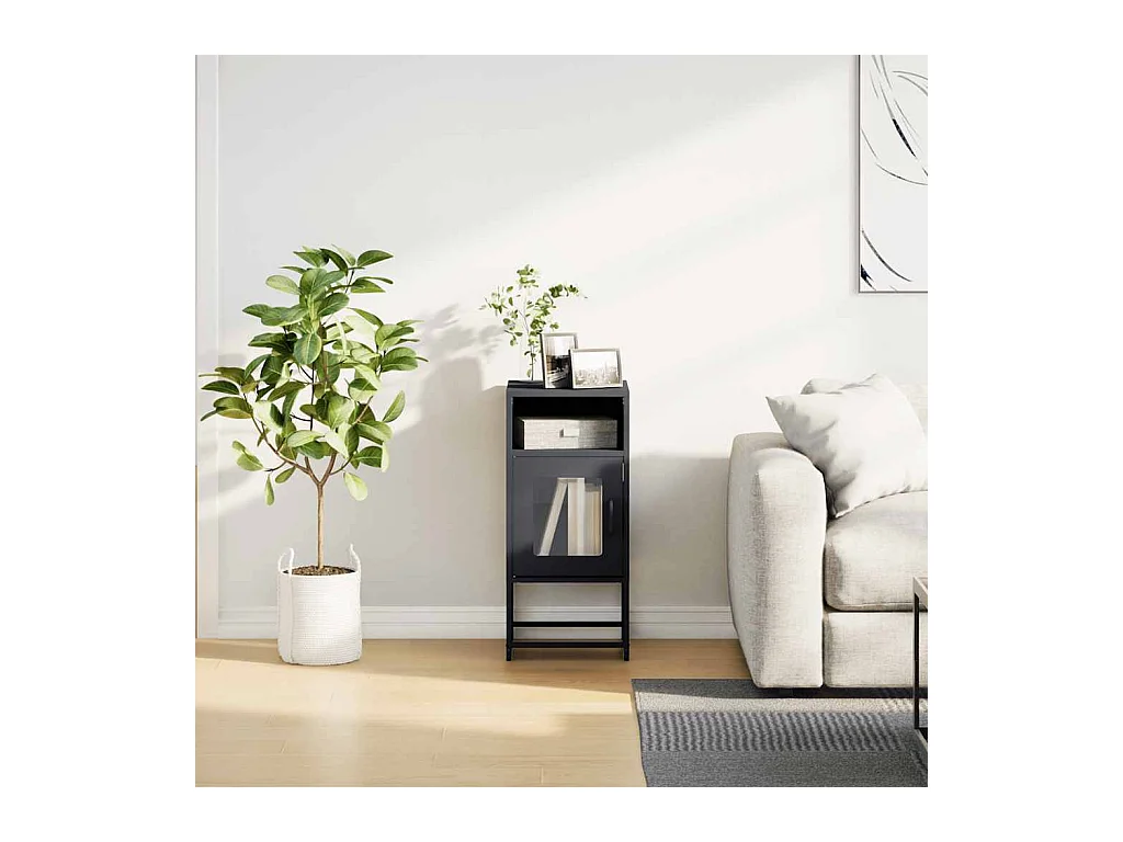 Table de chevet anthracite 36x39x78 cm acier laminé à froid