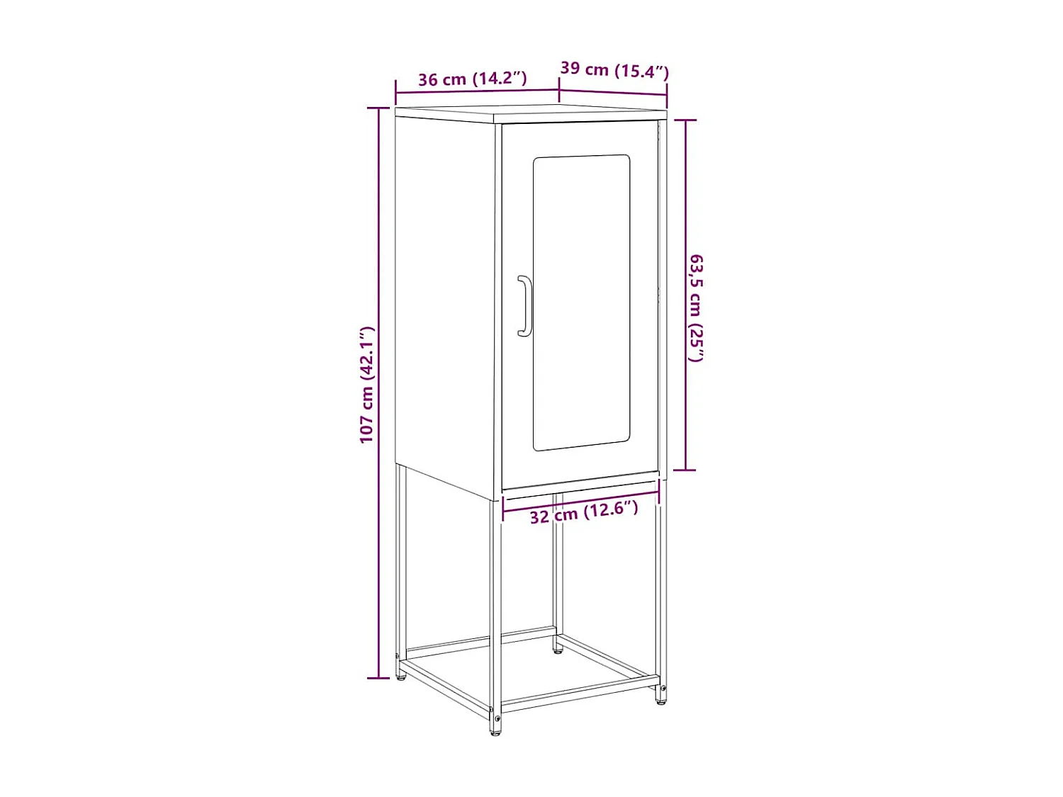 Buffet jaune moutarde 36x39x107 cm acier laminé à froid