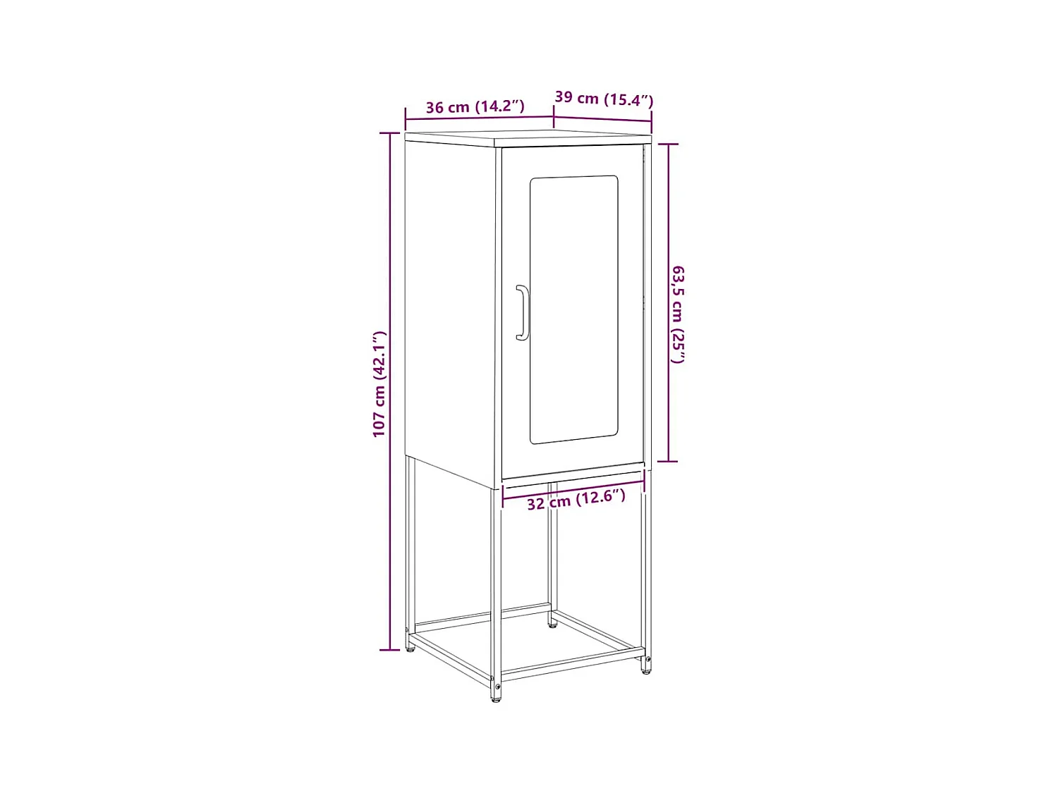 Dressoir 36x39x107 cm koudgewalst staal mosterdgeel