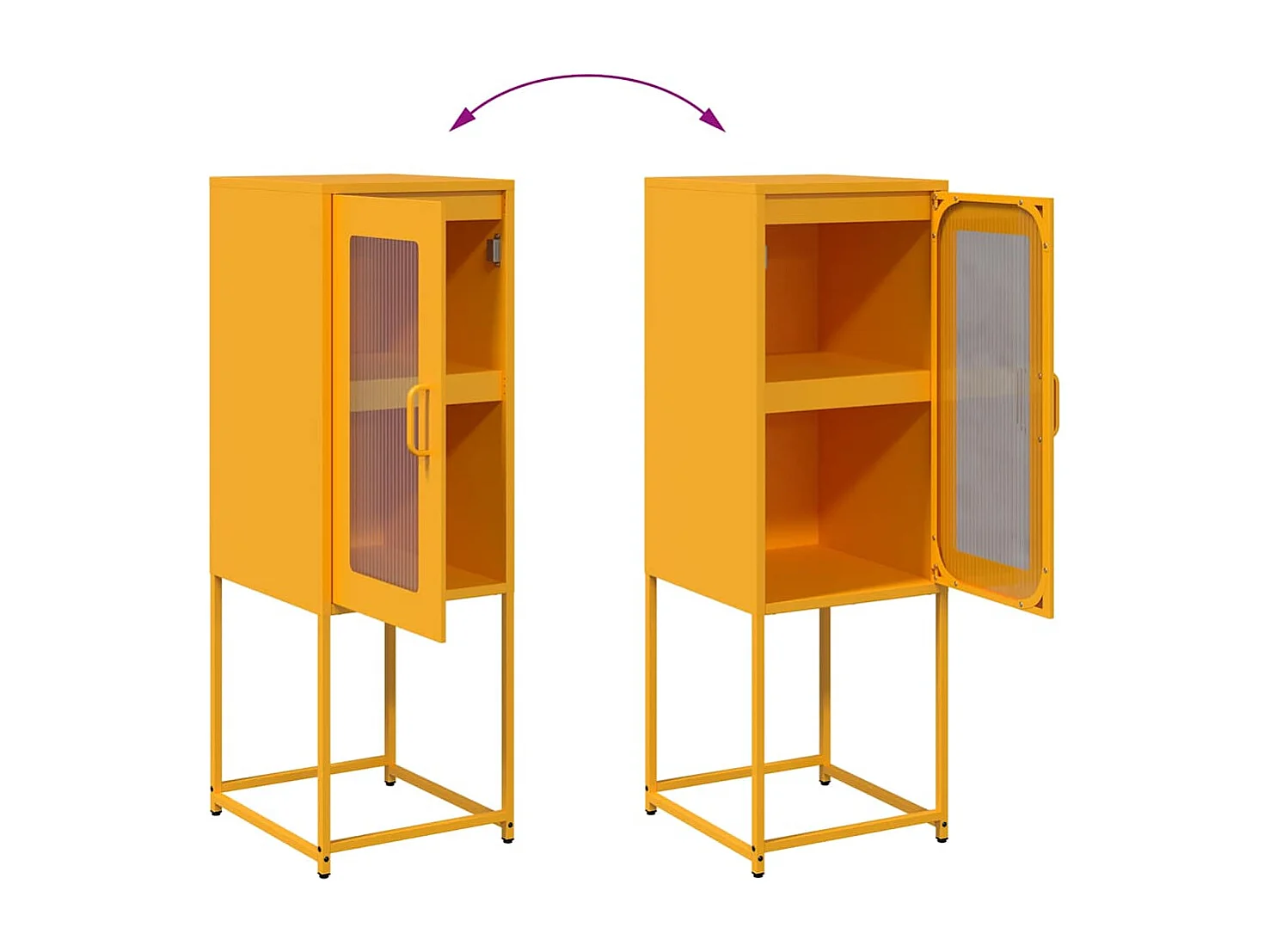 Buffet jaune moutarde 36x39x107 cm acier laminé à froid