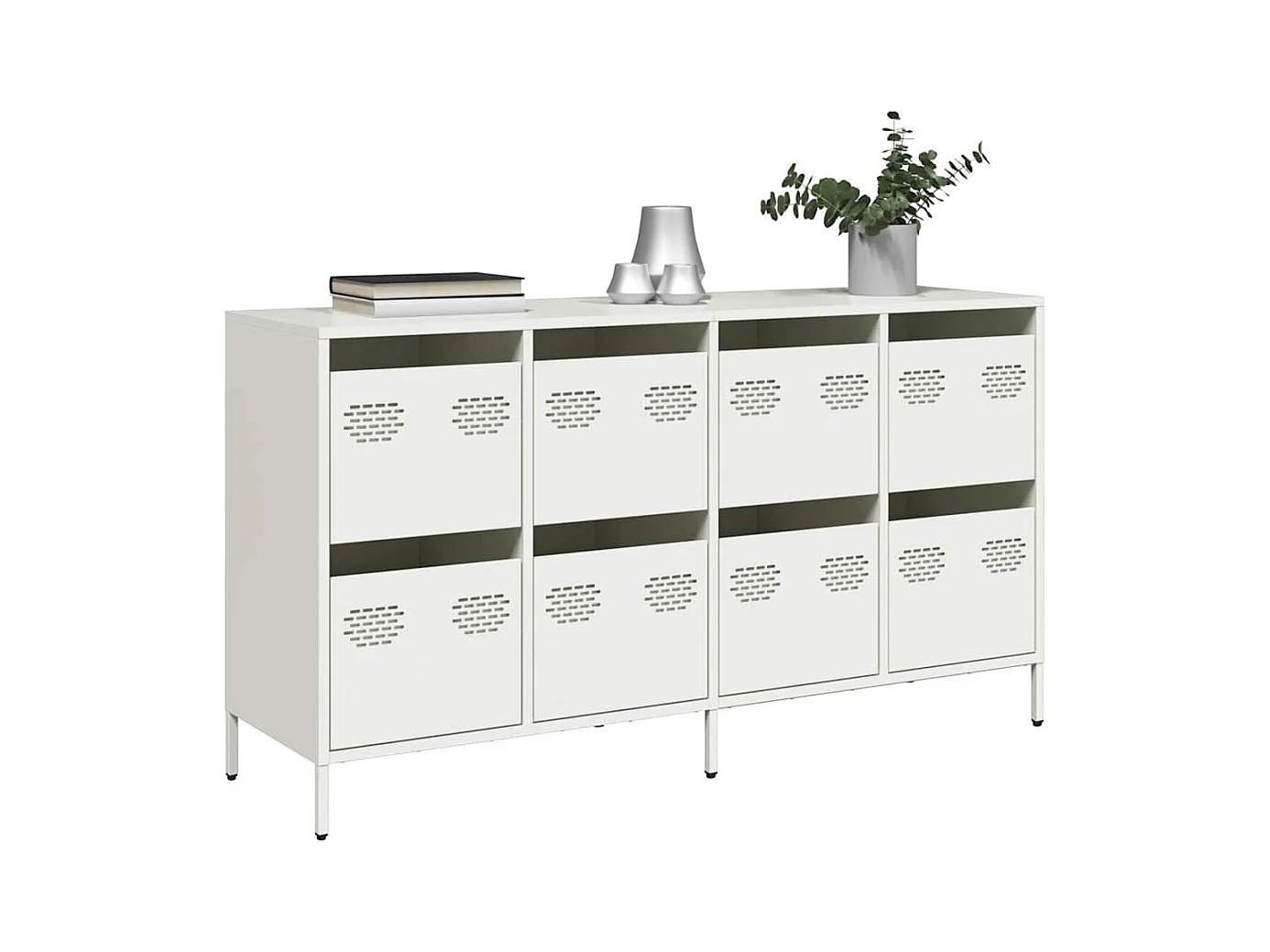 Aparador de acero laminado en frío blanco 135x39x73,5 cm