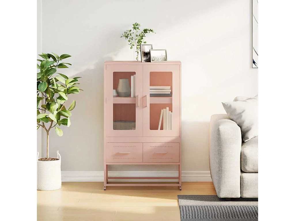 Aparador de acero rosa 68x39x111,5 cm
