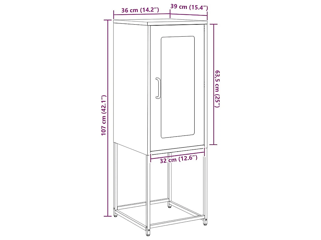 Dressoir 36x39x107 cm koudgewalst staal roze