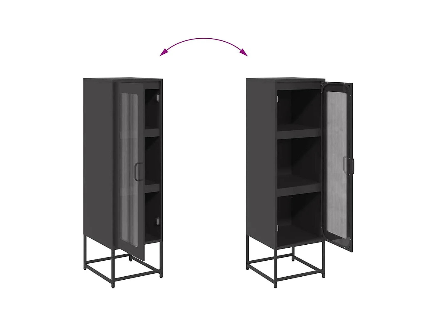 Buffet haut noir 36x39x123 cm acier laminé à froid