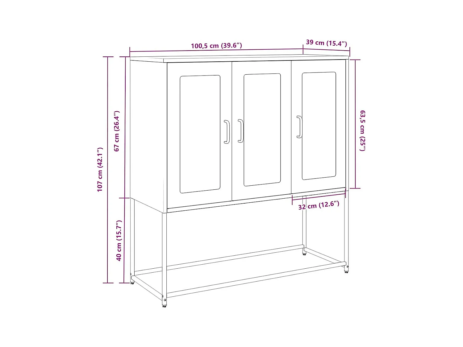 Buffet vert olive 100,5x39x107 cm acier laminé à froid