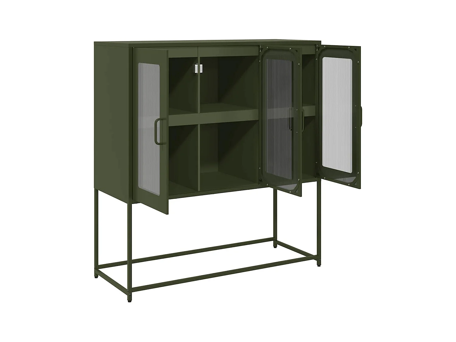 Buffet vert olive 100,5x39x107 cm acier laminé à froid
