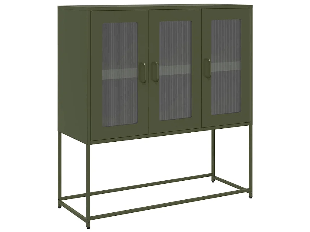 Buffet vert olive 100,5x39x107 cm acier laminé à froid