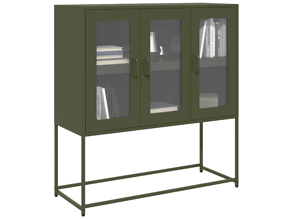 Buffet vert olive 100,5x39x107 cm acier laminé à froid