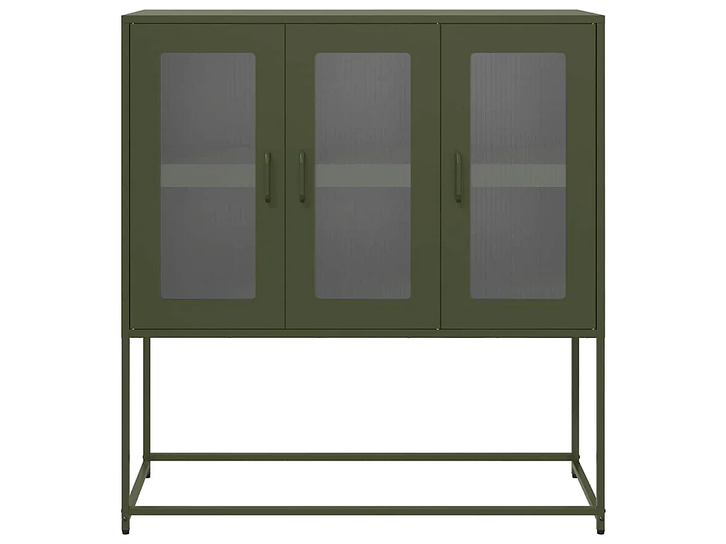 Buffet vert olive 100,5x39x107 cm acier laminé à froid