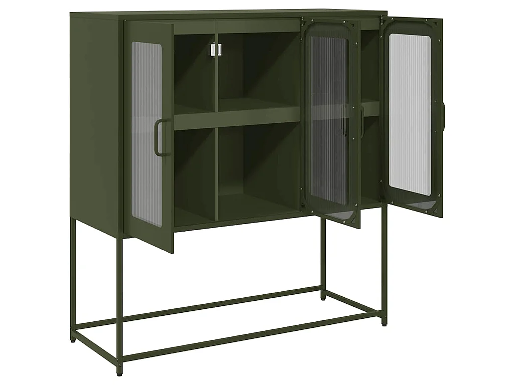 Buffet vert olive 100,5x39x107 cm acier laminé à froid