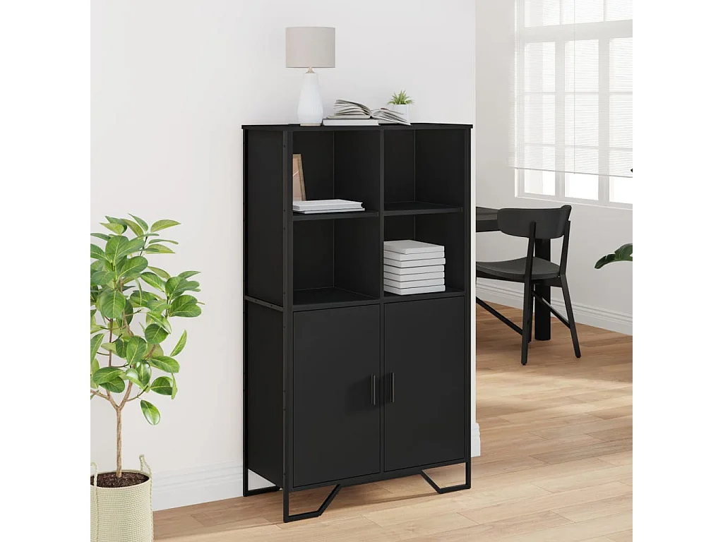 Aparador alto madera ingenierÃ­a negro 79,5x35,5x137,5 cm