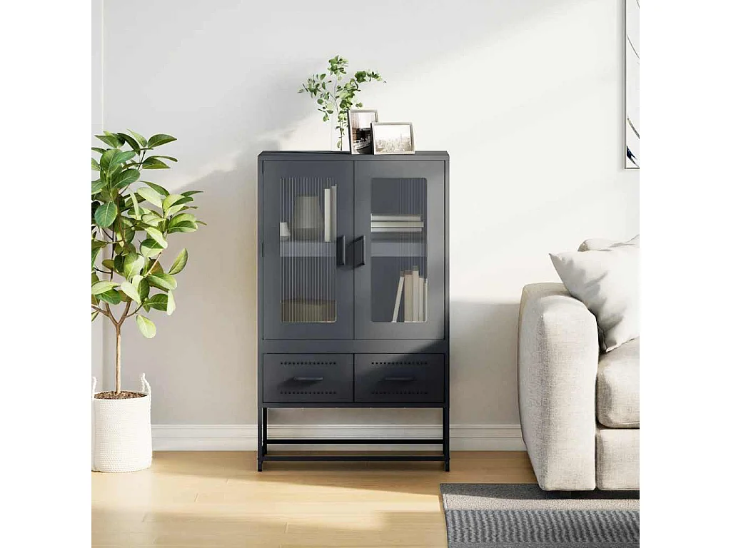 Buffet haut anthracite 68x39x111,5 cm acier