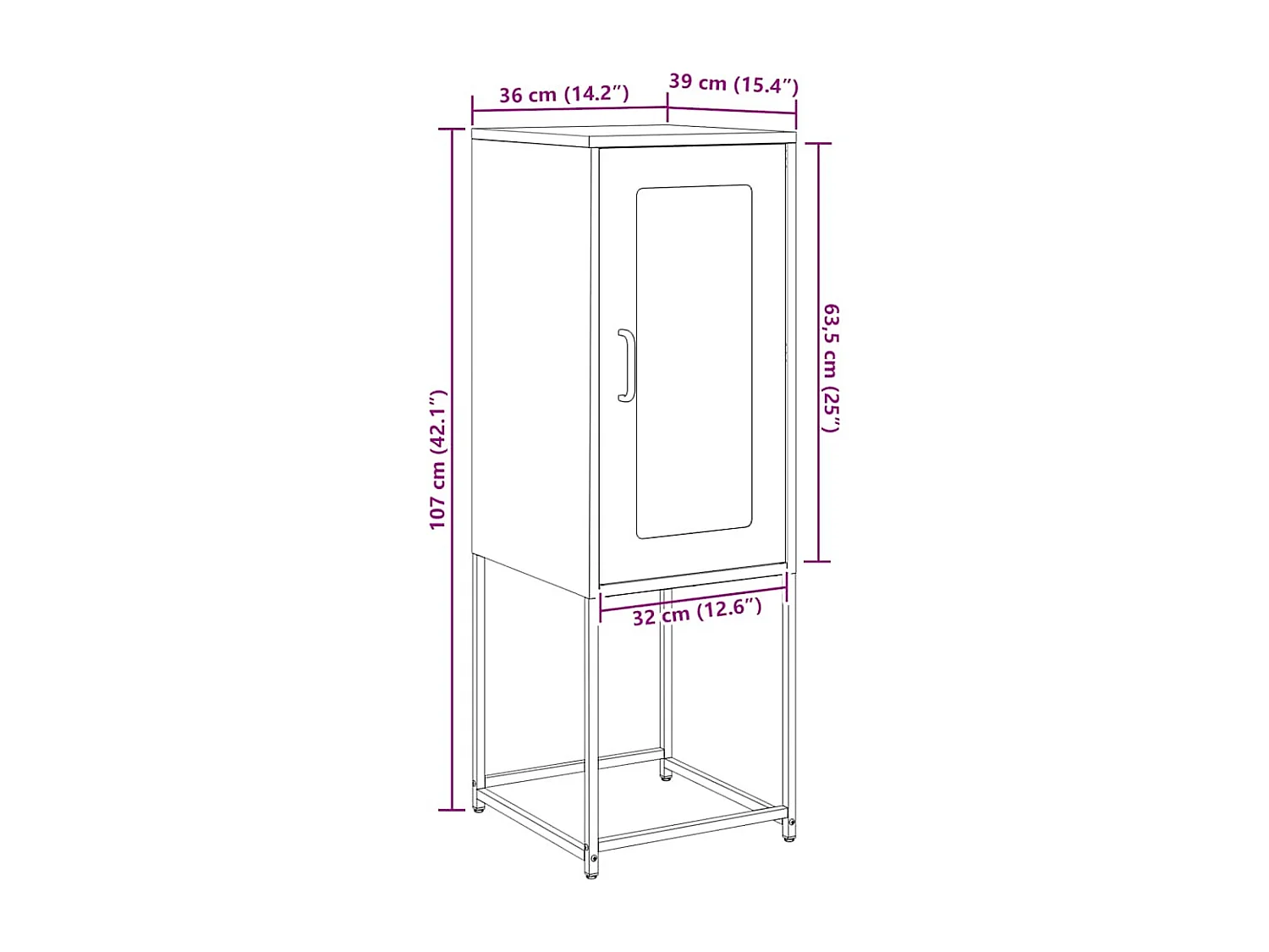 Buffet anthracite 36x39x107 cm acier laminé à froid