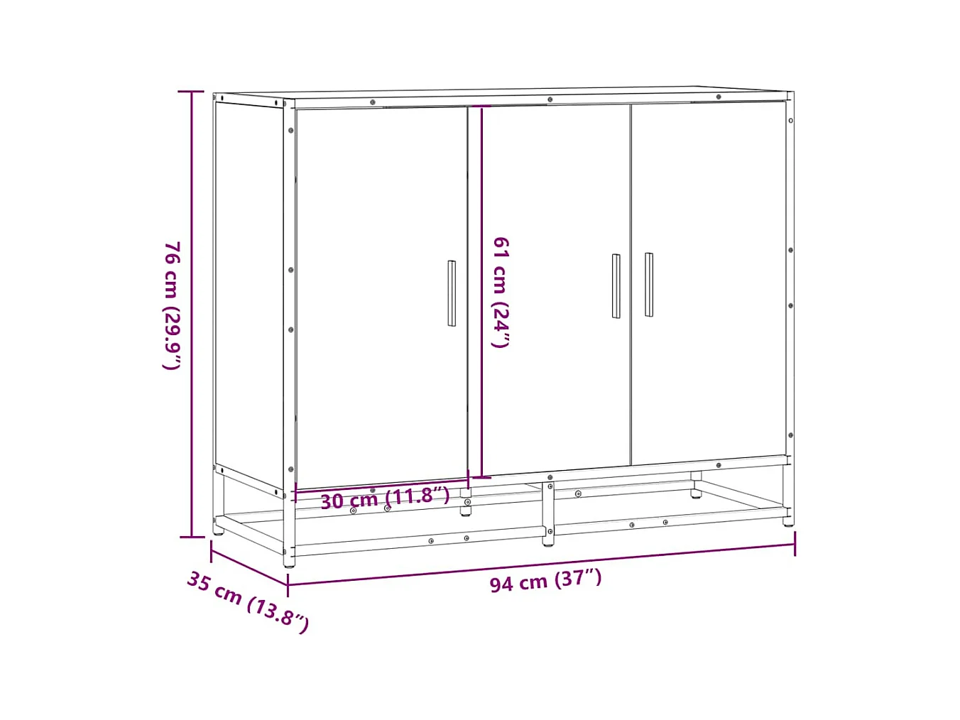 Buffet noir 94x35x76 cm bois d’ingénierie