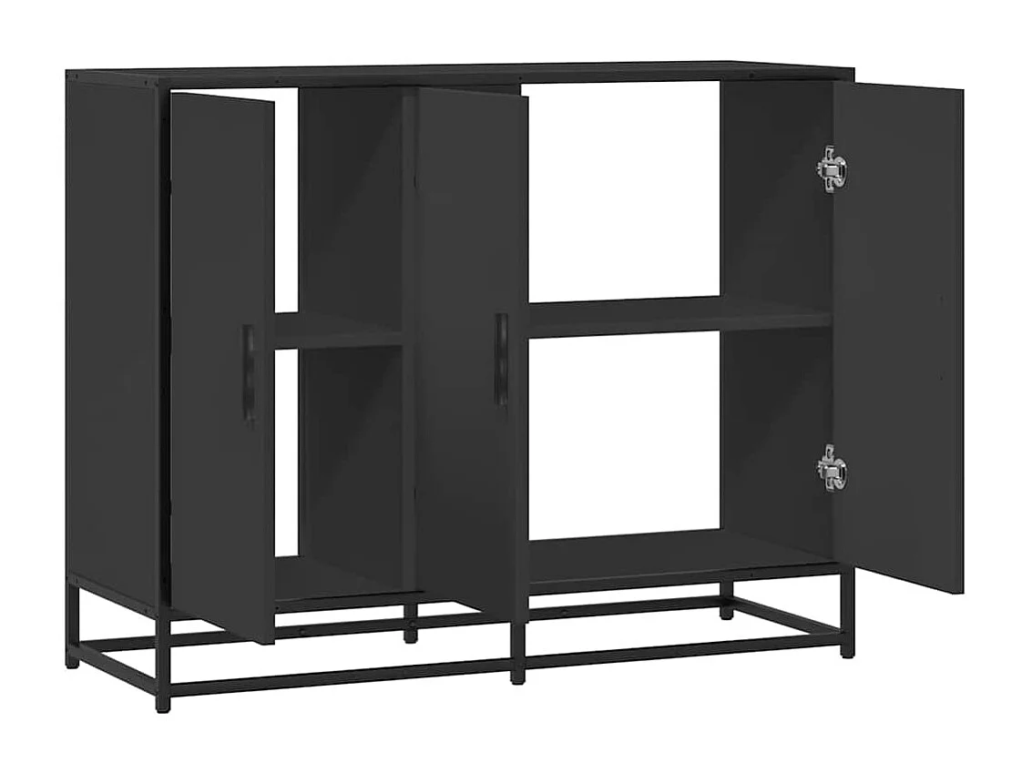 Buffet noir 94x35x76 cm bois d’ingénierie