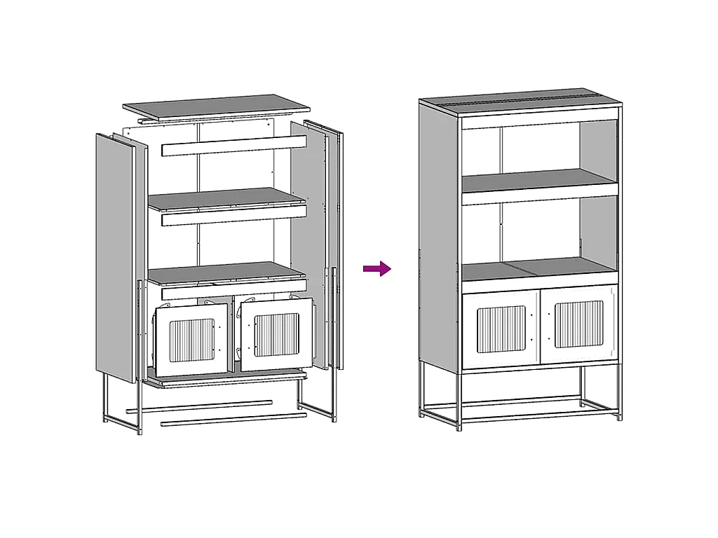 Credenza Nera 68x39x123 cm in Acciaio