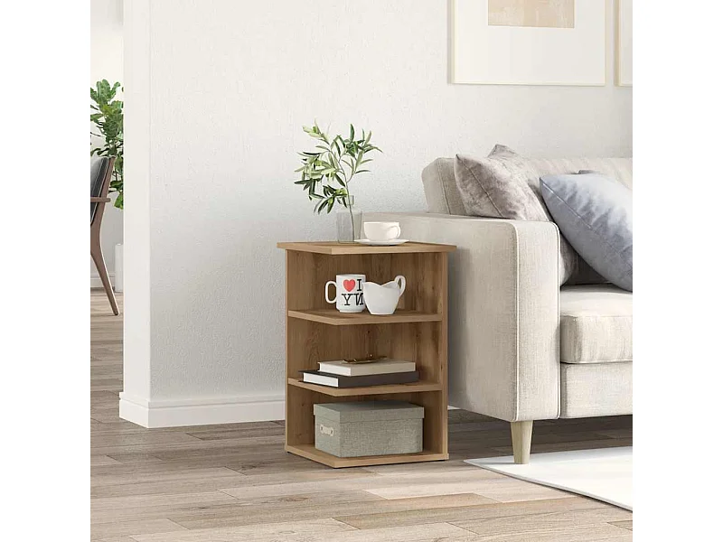 Dressoir 35x35x55 cm bewerkt hout artisanaal eikenkleur