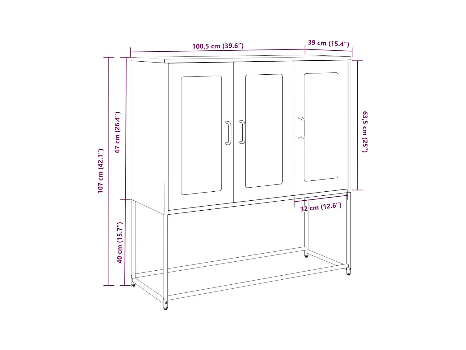 Buffet anthracite 100,5x39x107 cm acier laminé à froid