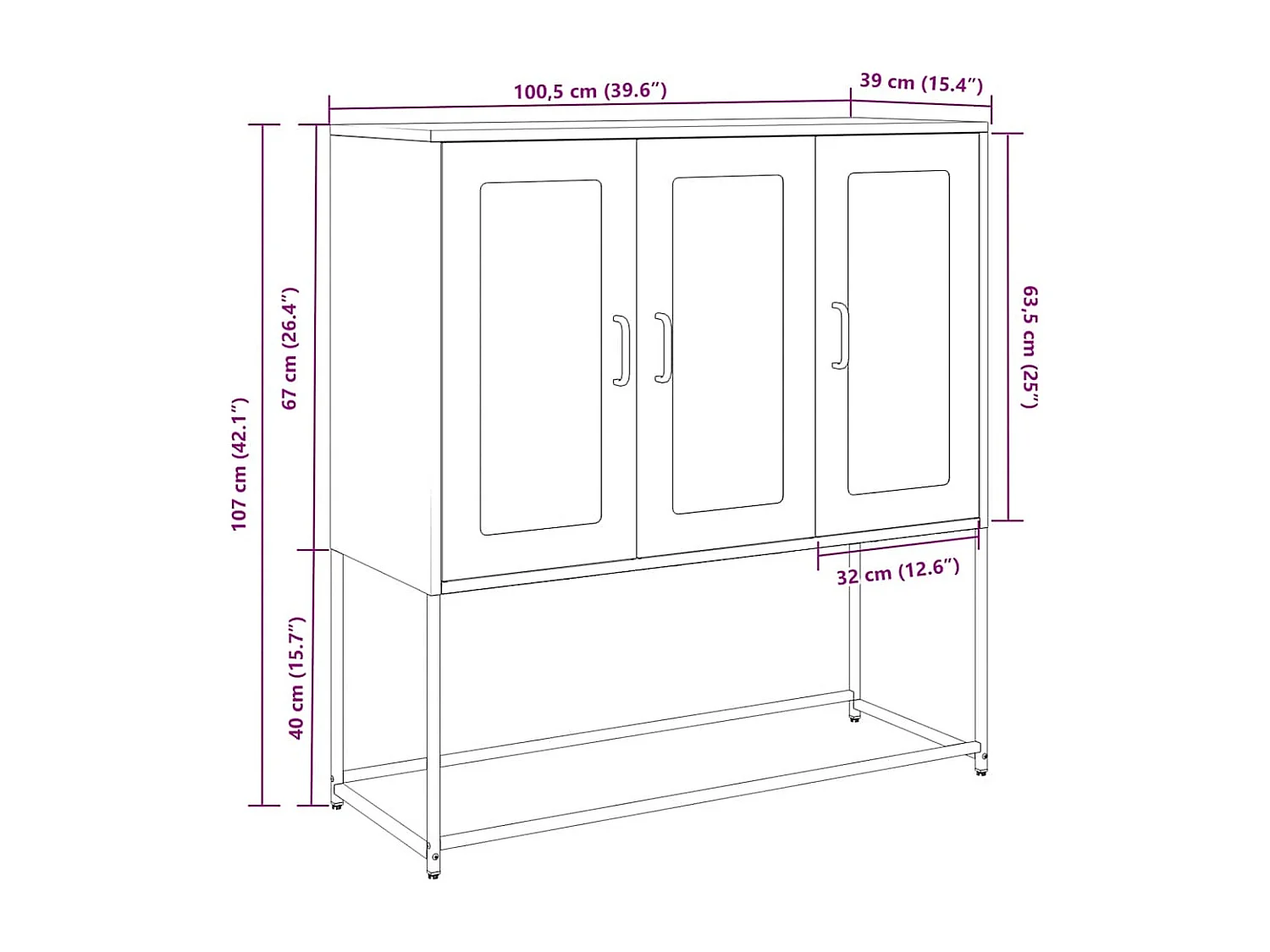 Buffet anthracite 100,5x39x107 cm acier laminé à froid