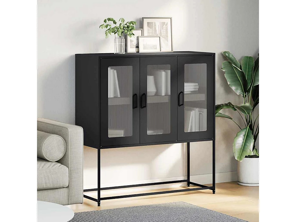 Dressoir 100,5x39x107 cm koudgewalst staal antracietkleurig