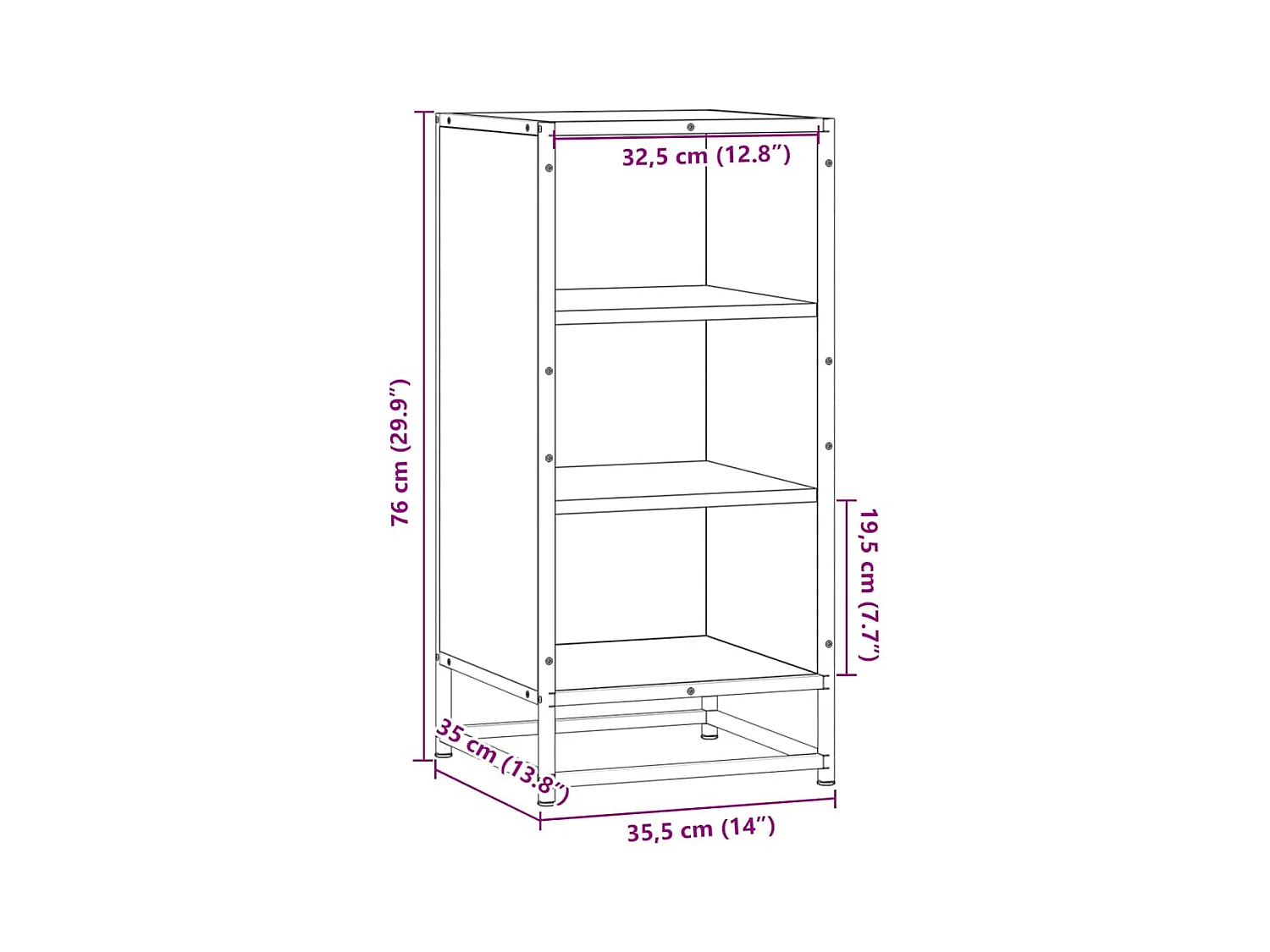 Sideboard Räuchereiche 35,5x35x76 cm Holzwerkstoff und Metall
