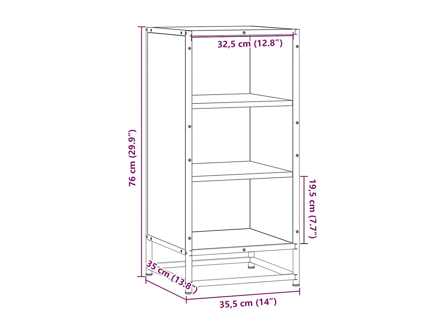 Sideboard Räuchereiche 35,5x35x76 cm Holzwerkstoff und Metall