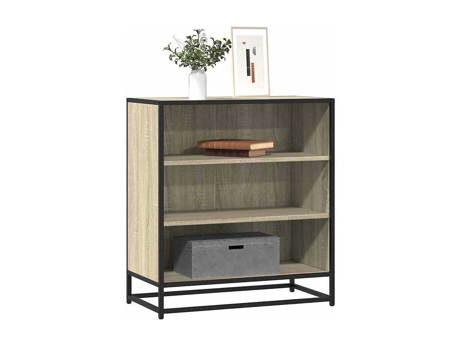 Buffet chêne sonoma 68x35x76 cm bois d'ingénierie et métal